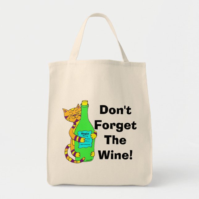 Tela Wineycat "no olvida el vino!" Bolso de compras (Frente)