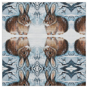 Tela Winter Snow Bunny Fabric
