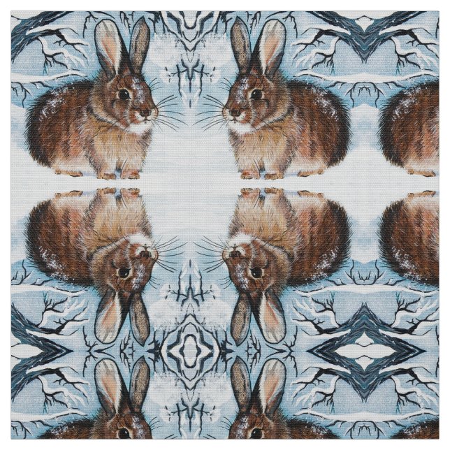 Tela Winter Snow Bunny Fabric (Retal)