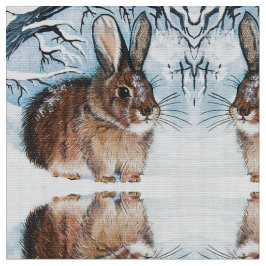 Tela Winter Snow Bunny Fabric