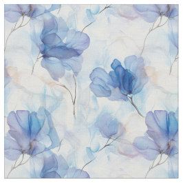 Tela Wispy Translucent Blue Flowers Fabric