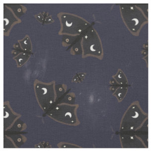 Tela Witchy moths, cloud ans galaxy dark sky fabric