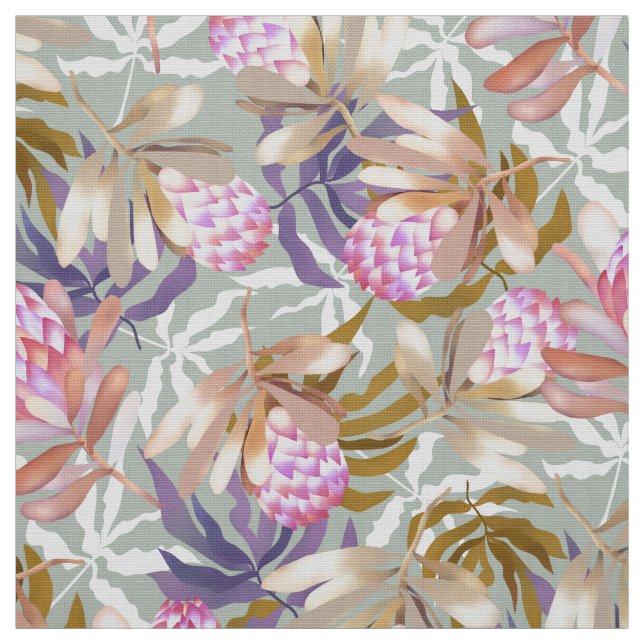 Tela Wlid Flowers Protea Gray (Retal)