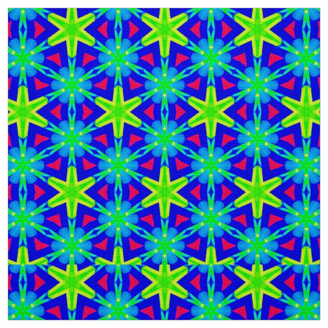 Tela WOW! Estrellas azules rojas amarillas ~ Geométrica (Retal)