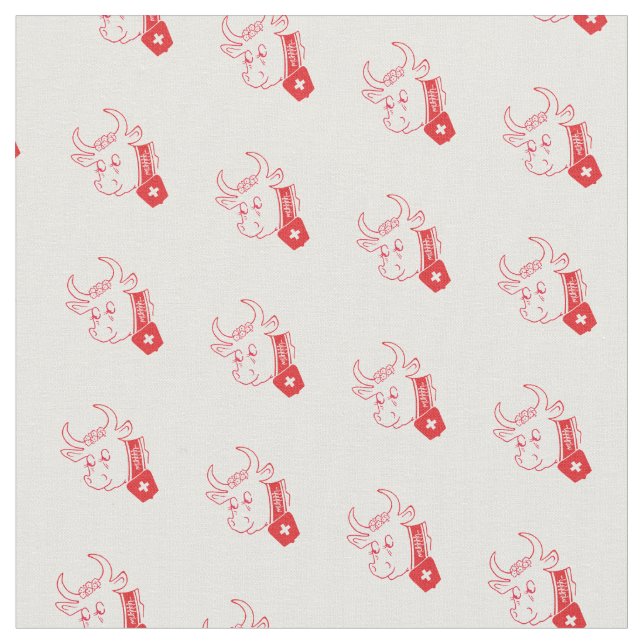 Tela Wunderschöner Stoff mit einer Schweizer Kuh muhhhh (De cerca)