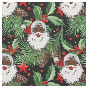 Tela xmas holly black santa claus
