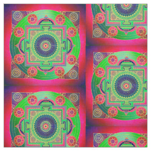 Tela YANTRA - la gran rueda - rosa verde