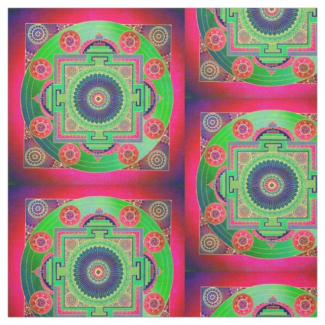 Tela YANTRA - la gran rueda - rosa verde (Retal)