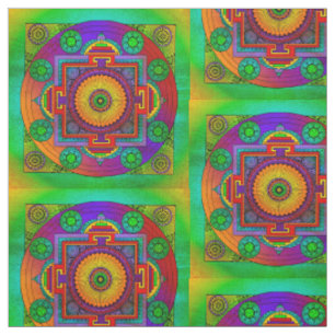 Tela YANTRA - la gran rueda - violeta verde