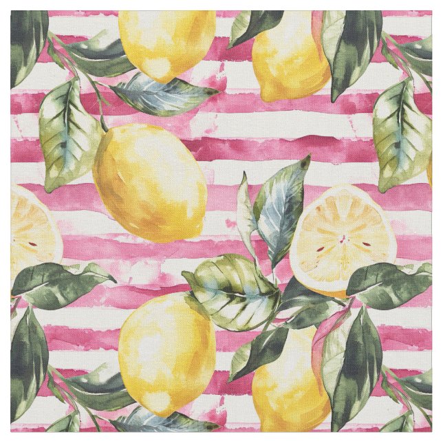 Tela Yellow Lemon Print Fabric Cotton Fabric  (De cerca)