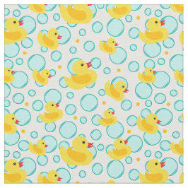 Tela Yellow Rubber Ducks Bubbles Bathtime Pattern