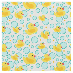 Tela Yellow Rubber Ducks Bubbles Bathtime Pattern