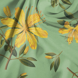 Tela Yellow Saint John Wort Flowers Pattern