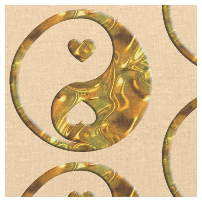Tela Yin y Yang Rótulo Corazones oro + tu fondo (De cerca)
