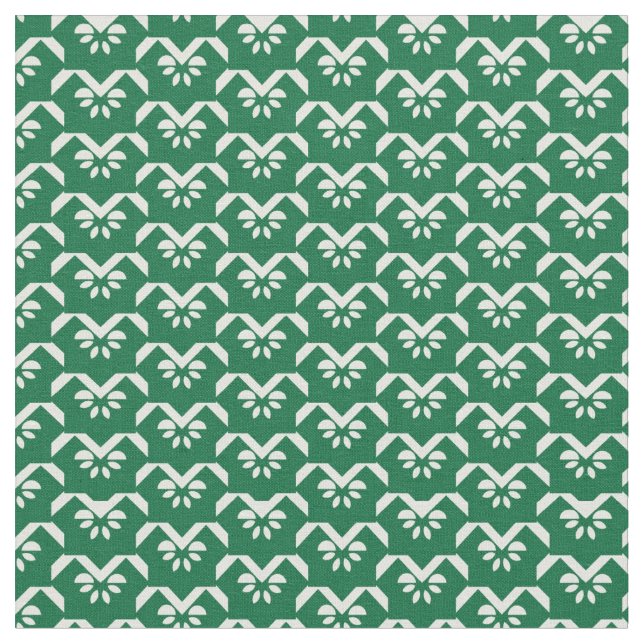 Tela Zigzag floral verde (De cerca)
