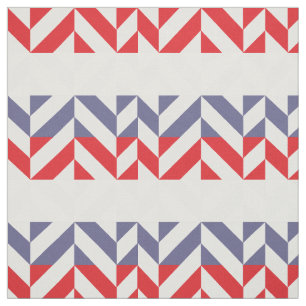 Tela ZigZag geométrico rojo blanco y azul