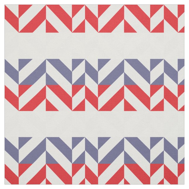 Tela ZigZag geométrico rojo blanco y azul (Retal)