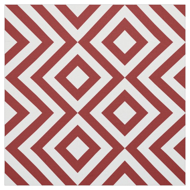 Tela Zigzags rojos y blancos geométricos y diamantes (Retal)