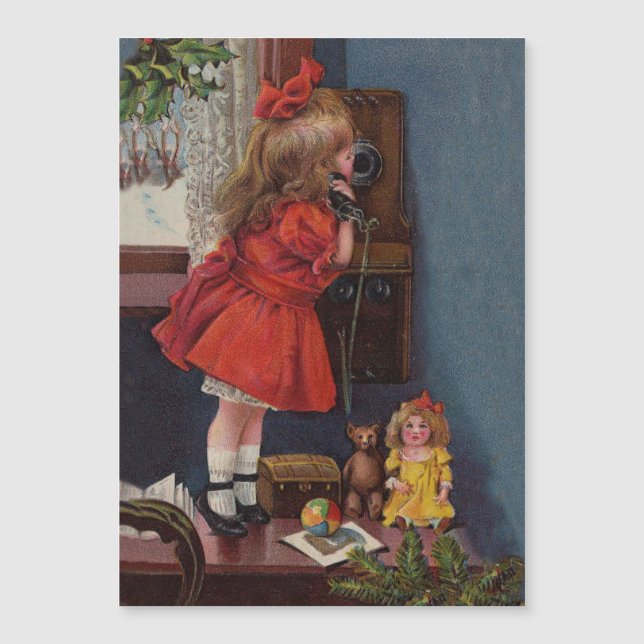 Teléfono Antiguo Niña de Navidad (Anverso)