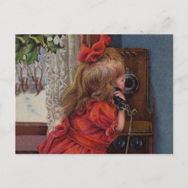 Teléfono Antiguo Niña de Navidad (Anverso)