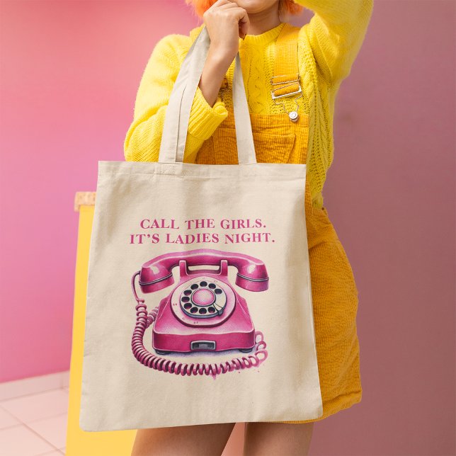 Teléfono Retro Rosa Bolsa de Mano Llamar a las Chi (Pink Retro Rotary Phone Call the Girls Tote Bag)