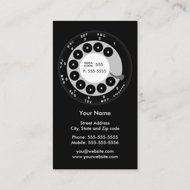 Teléfono retro Tarjeta de perfil/negocio en blanco (Anverso)