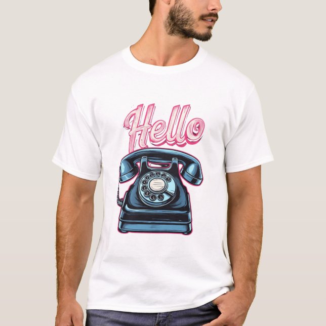 Teléfono retro vintage Hola camiseta (Anverso)