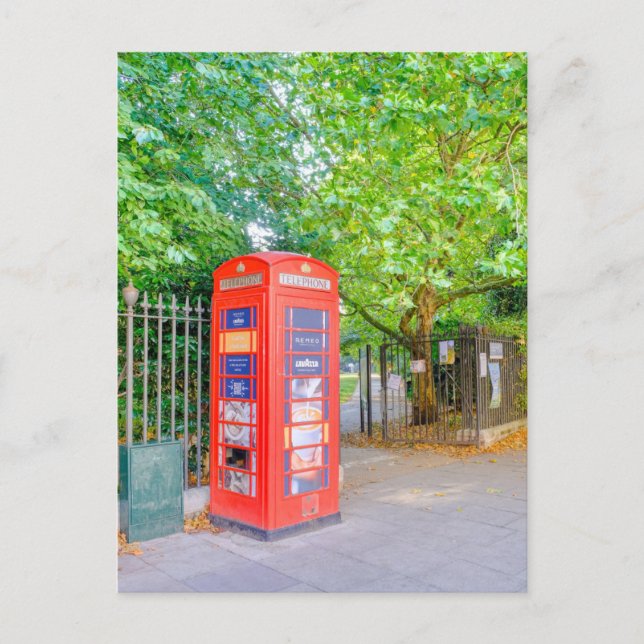 Teléfono rojo, Plaza Regents, postal de Londres UK (Anverso)