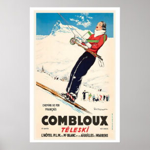 Telesilla de Comblou Francia Póster Vintage de Esq
