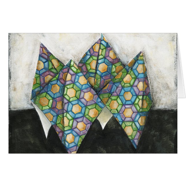 Teléster de fortuna de origami sobre papel geométr (Anverso (Horizontal))