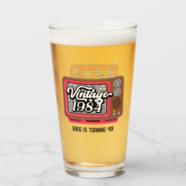 Televisión Retro Vintage 1984 40 cumpleaños (Anverso (lleno))