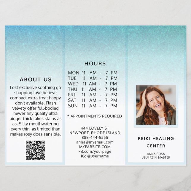 TEM* Photo QR Trifold Brochure Abstract Menu Price (Anverso)