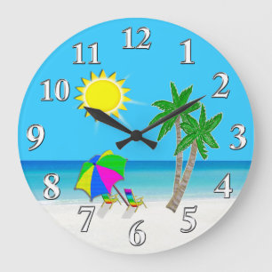 Tema alegre de la playa de los relojes de pared de