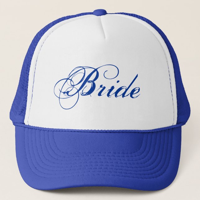 Tema azul simple gorra de novia (Anverso)
