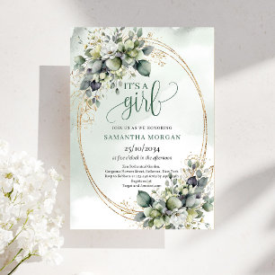 Tema de Acuarela Botánica Invitación Es Una Niña