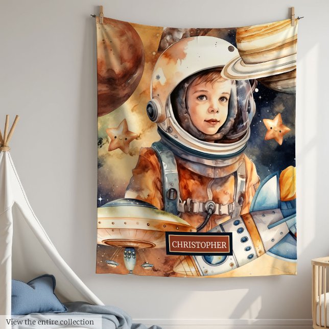 Tema de Astronauta de manta personalizada (Personalized Blanket Astronaut Theme

)