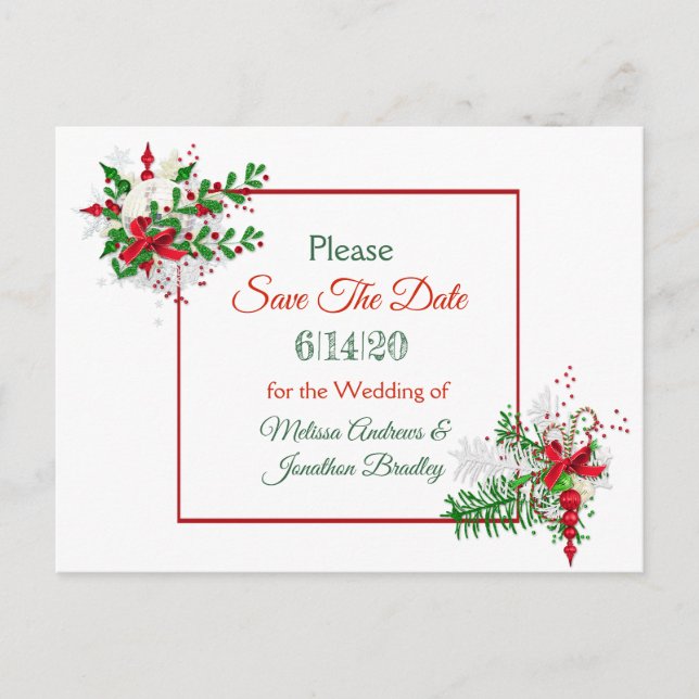 Tema de Boda blanca de Invierno Guardar la postal  (Anverso)