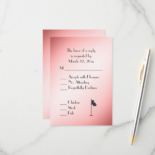 Tema de boda de golf rosa RSVP con selección de me (Anverso/Reverso In Situ)