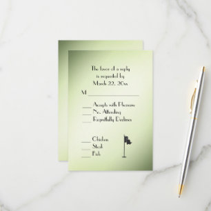 Tema de boda de golf verde RSVP con selección de m