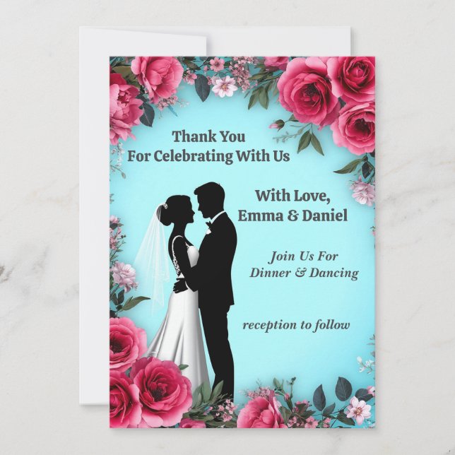 💐 Tema de boda de rosa turquesa romántico 💐 (Anverso)