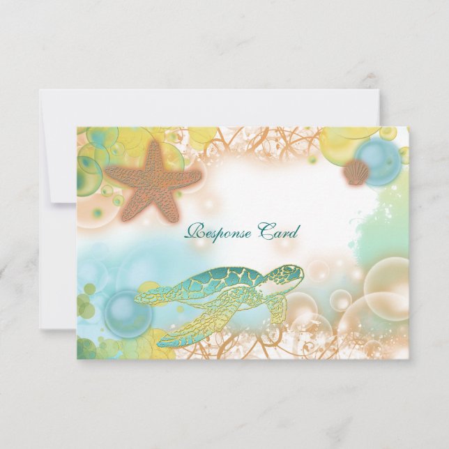 Tema de boda en la playa ~ tarjeta rsvp de respues (Anverso)
