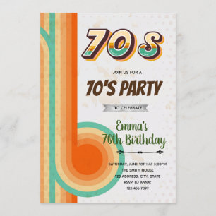 Tema de cumpleaños de Retro 70 Invitación