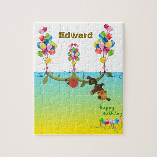 Tema de cumpleaños del rompecabezas personalizable (Vertical)