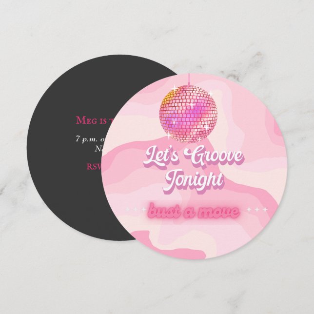 Tema de cumpleaños retro vintage, invitación a dis (Anverso / Reverso)