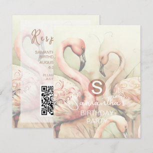 Tema de fiesta de flamencos, código QR RSVP