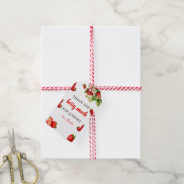 Tema de fresa 1er cumpleaños etiqueta de regalo