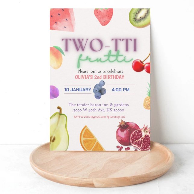 Tema de frutas Invitación de 2º cumpleaños (Subido por el creador)