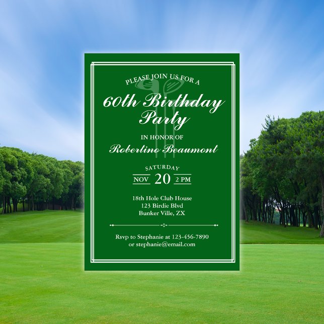 Tema de Golf Clásico Verde Blanco Invitación de Cu (Subido por el creador)