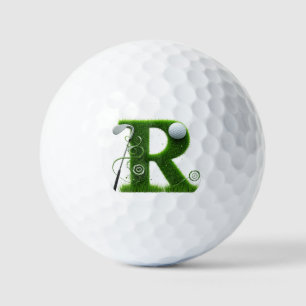 Tema de Golf con Letras de Césped con Bolas y Palo