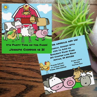 Tema de granja Invitaciones personalizadas de cump